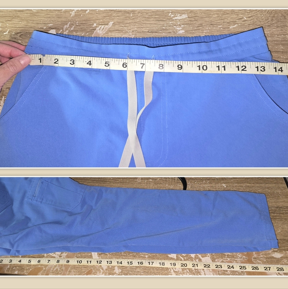 FIGS Scrub Set Pocket Front Top + Straight Leg Pants Light Blue Women's XS - Picture 13 of 13